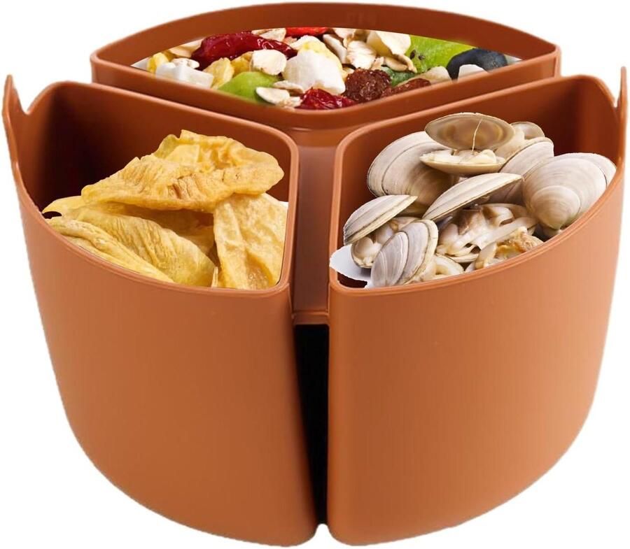Slow Cooker Inzetstuk Slow Pot Scheider Maaltijden Bereiden Drie Compartimenten 18 x 12 cm Bruin