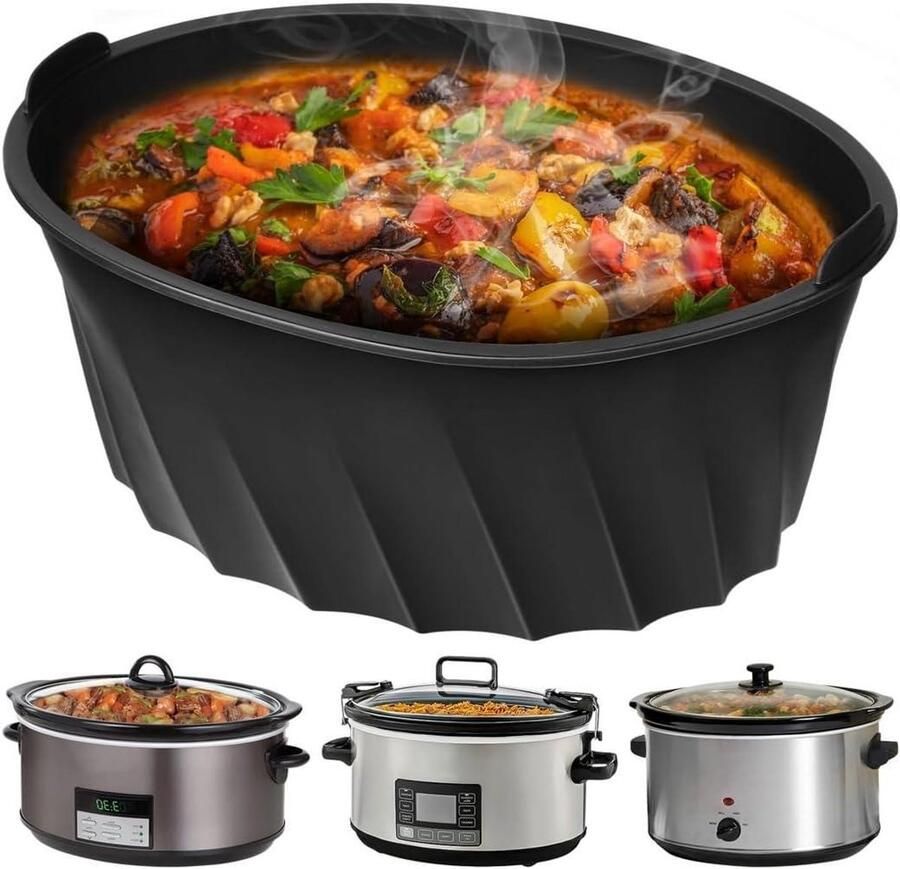 Crock Pot Liner Kookpot Inzet Gemakkelijk Koken Herbruikbaar Siliconen 6-8 Qt Zwart