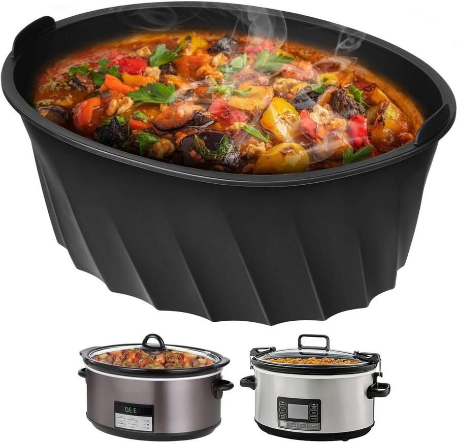Slow Cooker Liner Crock Pot Inzetstuk Maaltijden Bereiden Vaatwasmachinebestendig 6-8 QT Zwart