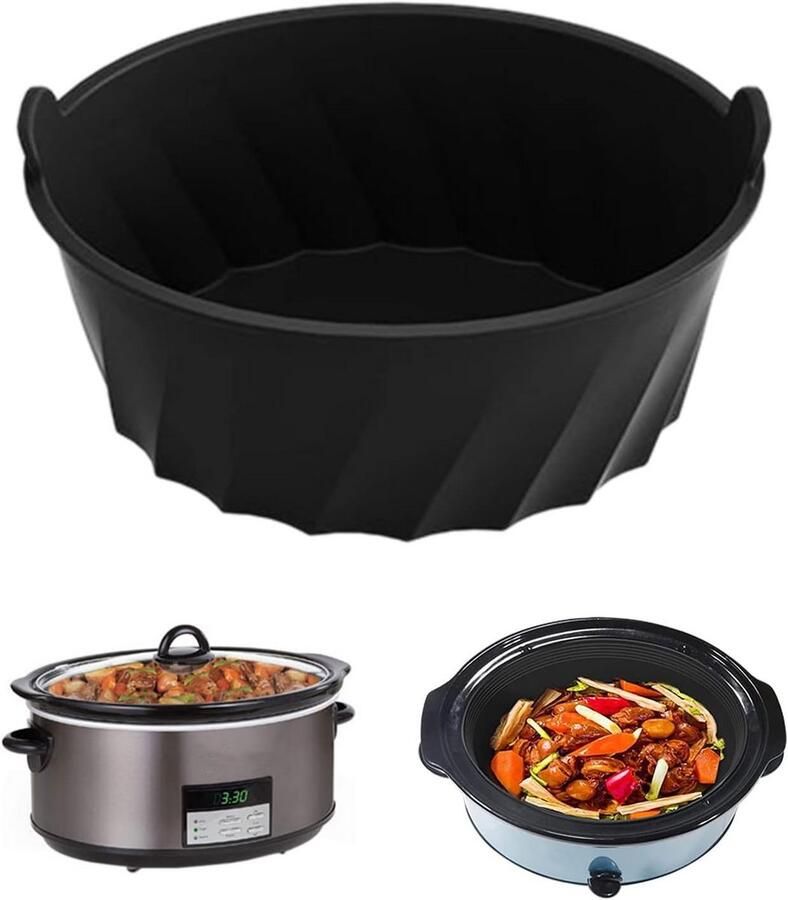 Slow Cooker Liner Herbruikbare Pot Koken en Bereiden Vaatwasmachinebestendig 6-8 Liter Zwart