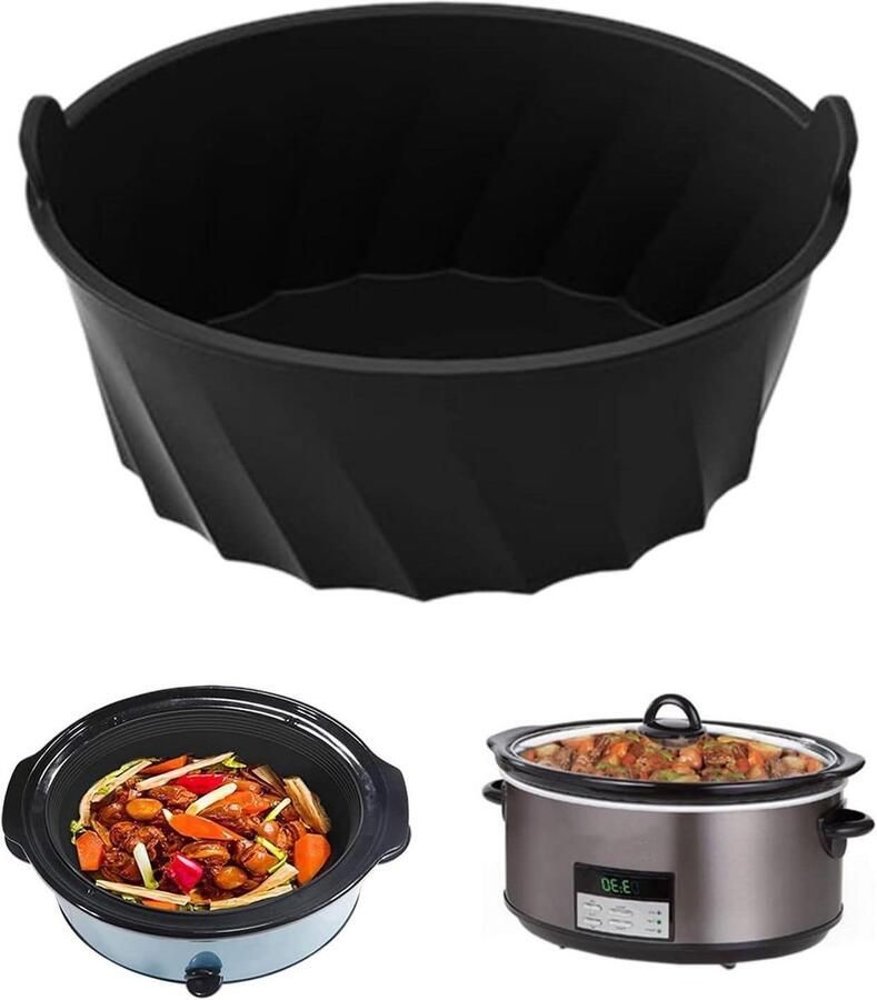 Slow Cooker Liner Herbruikbare Pot Koken Zonder Schrobben Vaatwasmachinebestendig 6-8 Liter Zwart