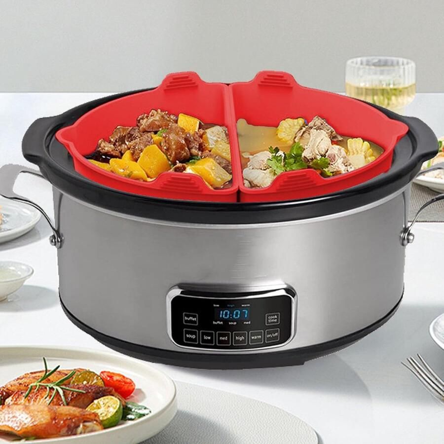 Slow Cooker Liner Kookpot Scheider Maaltijden Bereiden Smaak Scheiding 5.7-7.6 Liter Rood