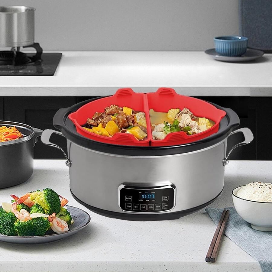 Slow Cooker Liner Kookpot Scheider Meerdere Gerechten Koken Geurloos en Duurzaam 21.5 cm Rood - Foto 2