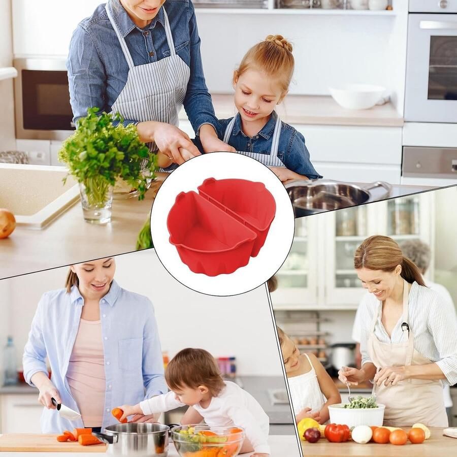 Slow Cooker Liner Kookpot Scheider Meerdere Gerechten Koken Geurloos en Duurzaam 21.5 cm Rood