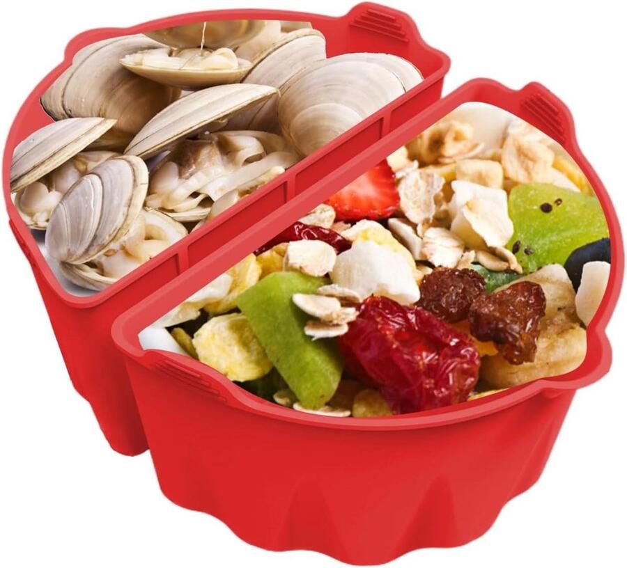 Slow Cooker Liner Pot Divider Gezamenlijk Koken Aparte Smaakbereiding 6-8QT Rood