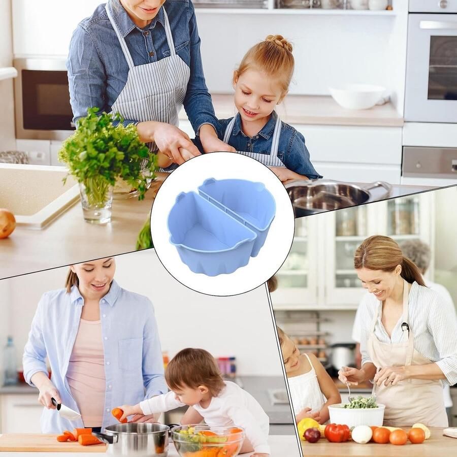 Slow Cooker Liner Pot Divider Maaltijden Bereiden Twee Gerechten Tegelijk 6-8 Liter Lichtblauw