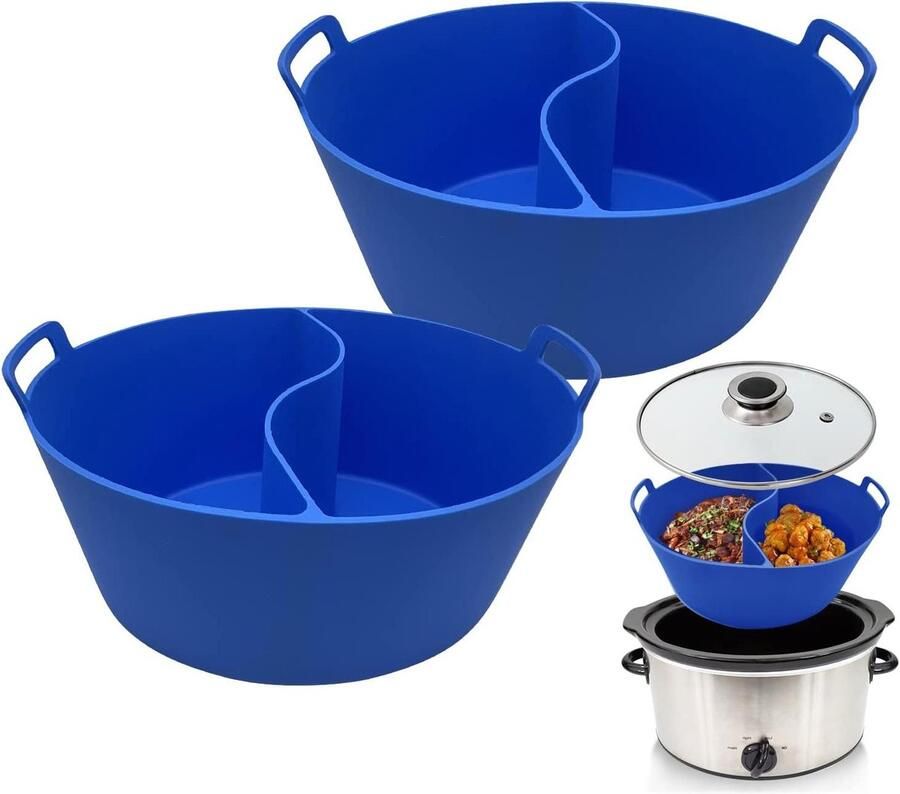 Slow Cooker Liners Crock Pot Bekleding Twee Gerechten Koken Met Scheidingswand 6-8 Liter Blauw