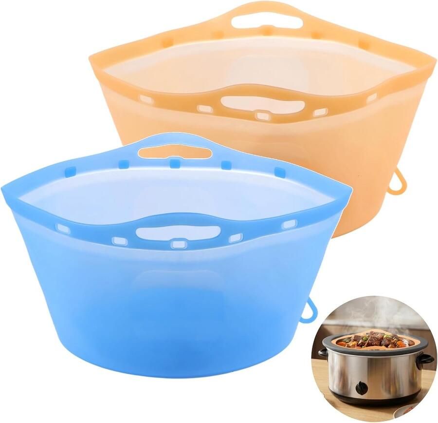 Slowcooker Liners Crock Pot Koken en Bereiden Herbruikbaar en Lekvrij 3 Stuks Blauw Oranje