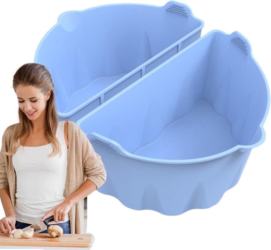 Silicone Slow Cooker Liner Slow Cooker Separator Maaltijden Voorbereiden Dubbele Kookzones 5.5-7.5L Lichtblauw