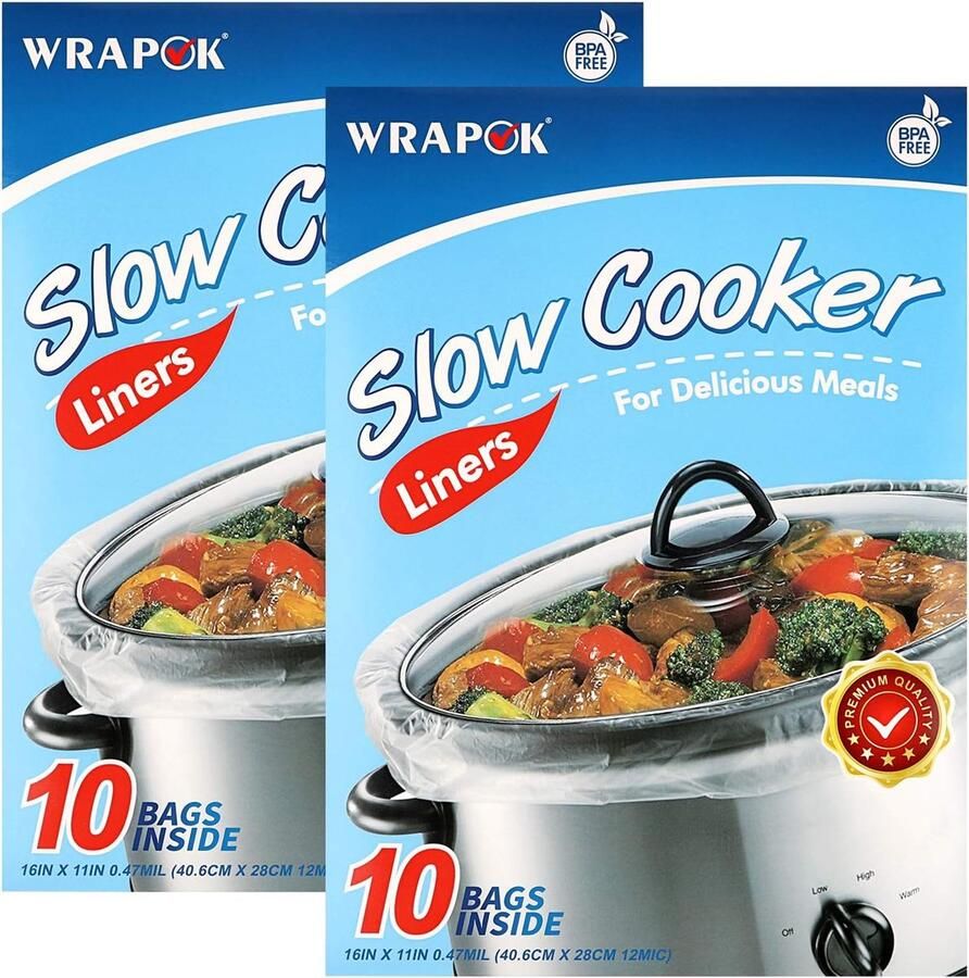 Slow Cooker Liners Kookzakken Wegwerp Koken Zonder Schrobben BPA-vrij Hittebestendig 28 x 40.6 cm groen