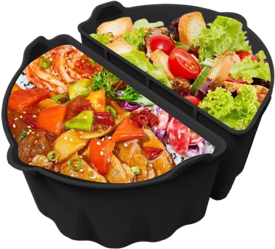 Slowcooker Liner Dubbele Zone Twee Maaltijden Geurvrij Koken 6-8QT Zwart