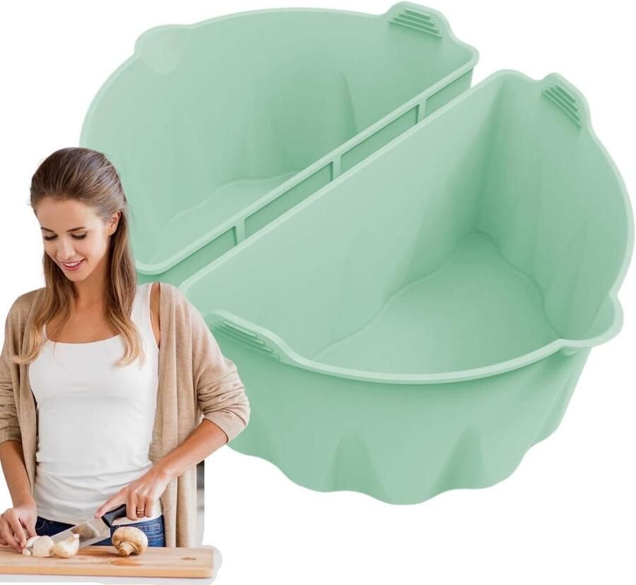 Slow Cooker Scheider Kook Divider Maaltijden Bereiden Opvouwbaar Ontwerp 6-8 Liter Lichtgroen