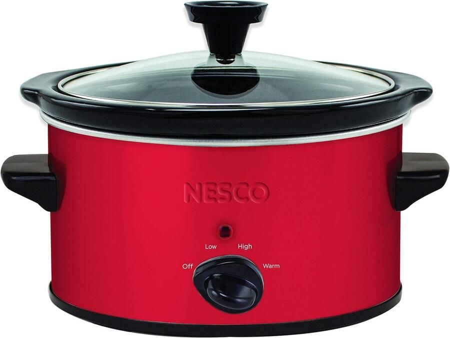 Slow Cooker Stoofpot Pan Langzaam Koken Vaatwasserbestendig 1.4 Liter Rood