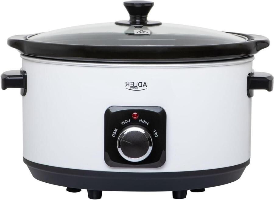 Slow Cooker Stoofpot Pan Maaltijden Bereiden Keramische Bowl 5.8 Liter Wit