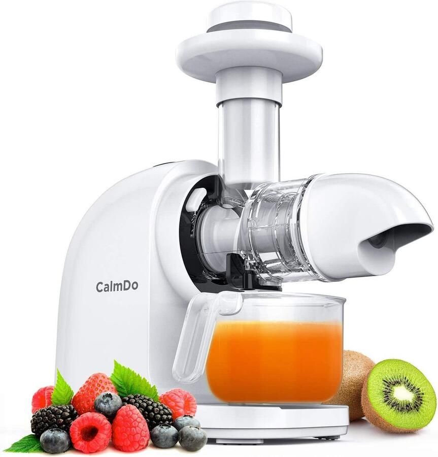 Slow Juicer BPA-vrij voor groenten en fruit professionele sapcentrifuge met sapkan omkeerfunctie stille motor met toerental 70 omw min wit kunststof