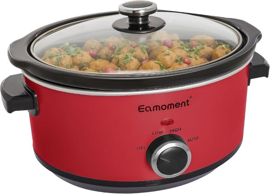 Slowcooker 3 5 Liter Elektrische Slow Cooker RVS Behuizing Keramische Binnenpan Instelbare Temperatuur 3 Kookstanden Glazen Deksel Vaatwasserbestendige Pot 200W