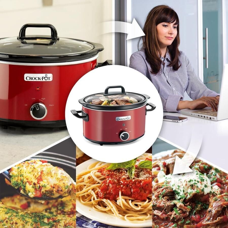 Slowcooker 3 5L – 3 Warmtestanden – Warmhoudfunctie – Vaatwasmachinebestendige Binnenpan – 210W