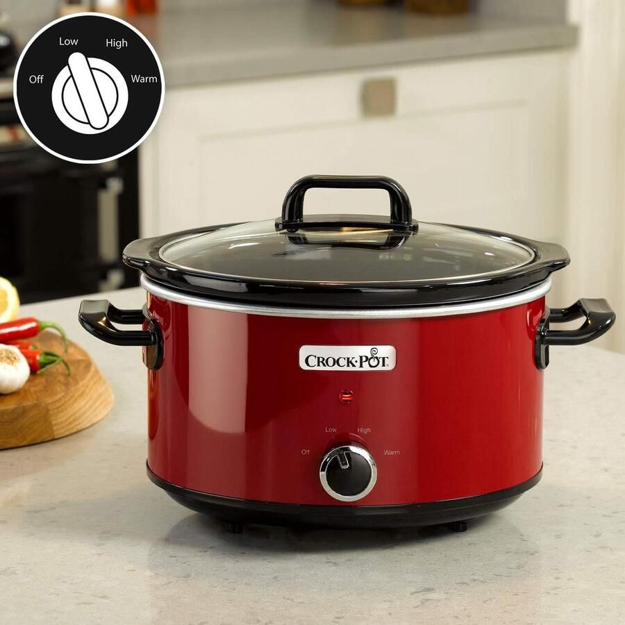 Slowcooker 3 5L – 3 Warmtestanden – Warmhoudfunctie – Vaatwasmachinebestendige Binnenpan – 210W