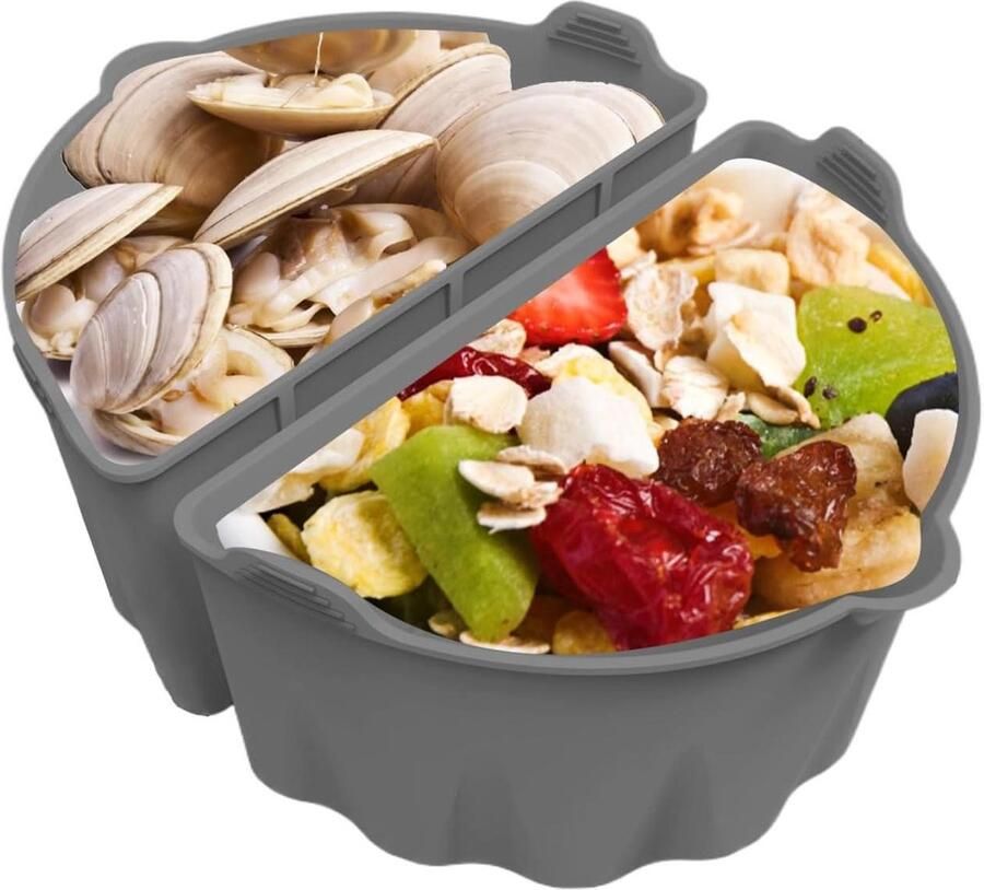 Slowcooker Covers Silicone Liners Maaltijden Bereiden Dubbele Compartimenten 5-7 Liter Grijs