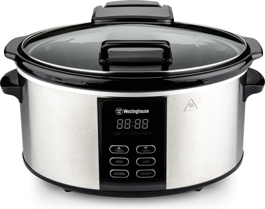 Slowcooker Crockpot Langzaam Koken Uitneembare Keramische Pan 6 Liter RVS