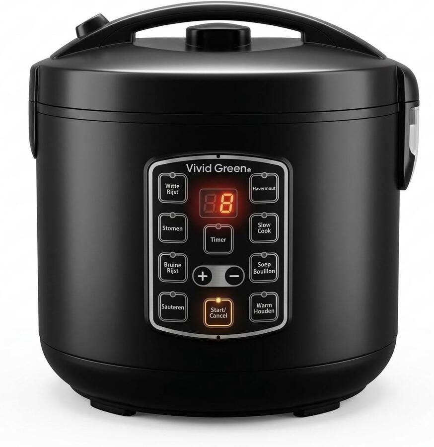 Slowcooker en Rijstkoker Zwart 1.5L Capaciteit 9 Kookstanden Voor Kleine Huishoudens