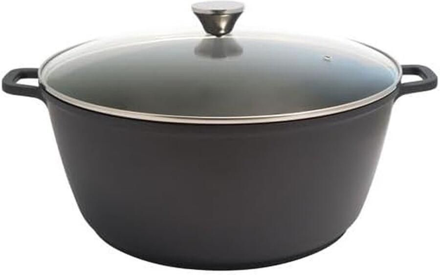 Slowcooker Gietijzer Stoofpan Braadpan Royale Maaltijden Bereiden PFAS-vrije Keramische Antiaanbaklaag 36 cm 13.4 Liter Zwart
