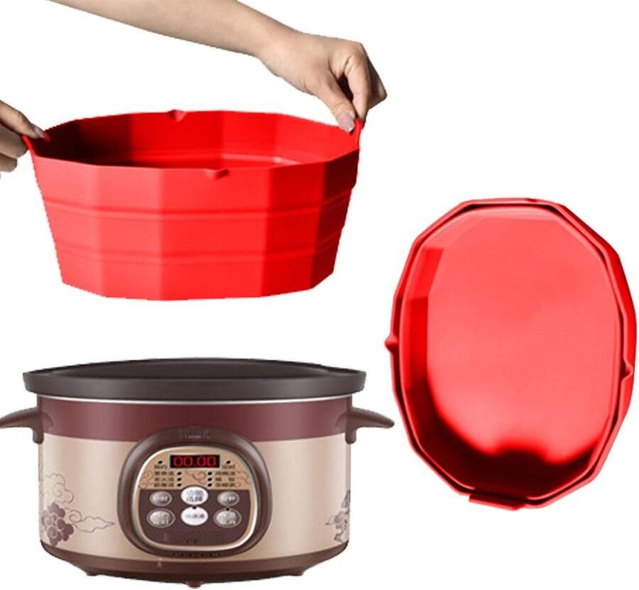 Slowcooker Inzet Kookaccessoire Maaltijden Bereiden Hittebestendig Siliconen 6 Liter Rood