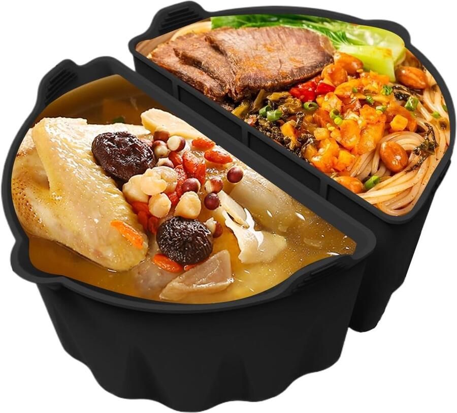 Slowcooker Inzetstuk Silicone Separator Maaltijden Delen Herbruikbaar Ontwerp Voor 6-8 QT Zwart