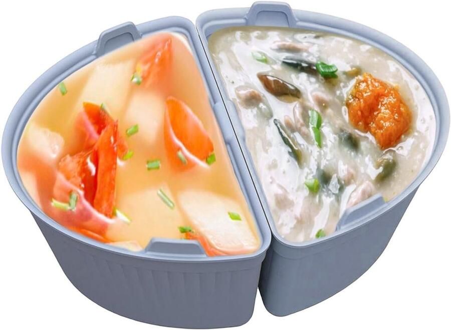 Slowcooker Inzetstukken Kookscheider Siliconen Twee Maaltijden Koken Herbruikbaar Lekvrij 2 Stuks Blauw