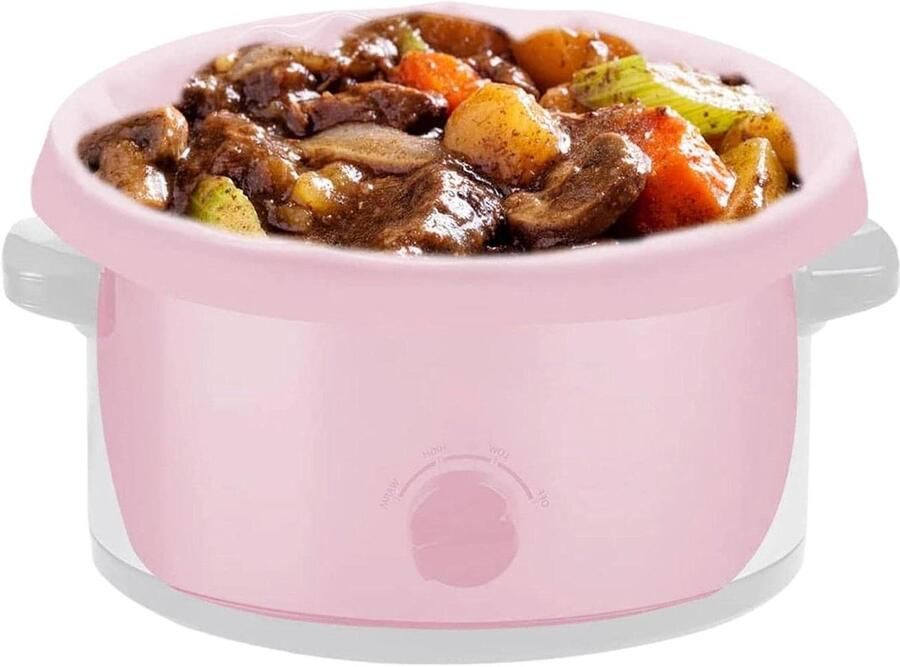 Slowcooker Inzetstukken Siliconen Potinzetstukken Twee Gerechten Koken Herbruikbaar Antiaanbak 6-8 Liter Roze