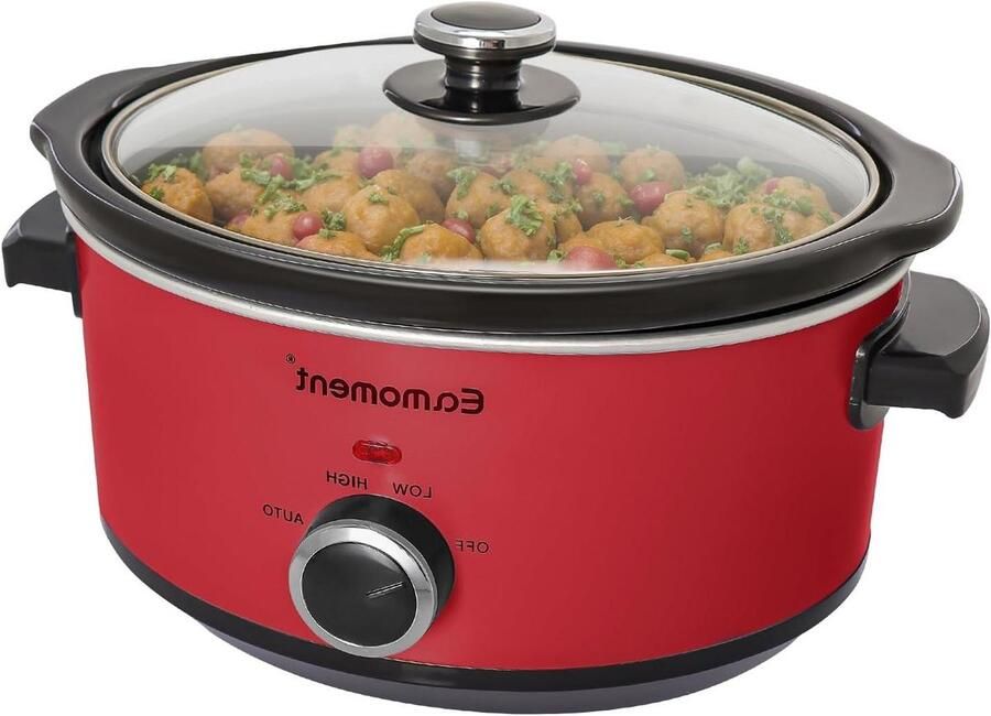 Slowcooker Keramiek Sudderpan Stoofpan Maaltijden Bereiden Ovale Basis Ontwerp 35 Liter Rood