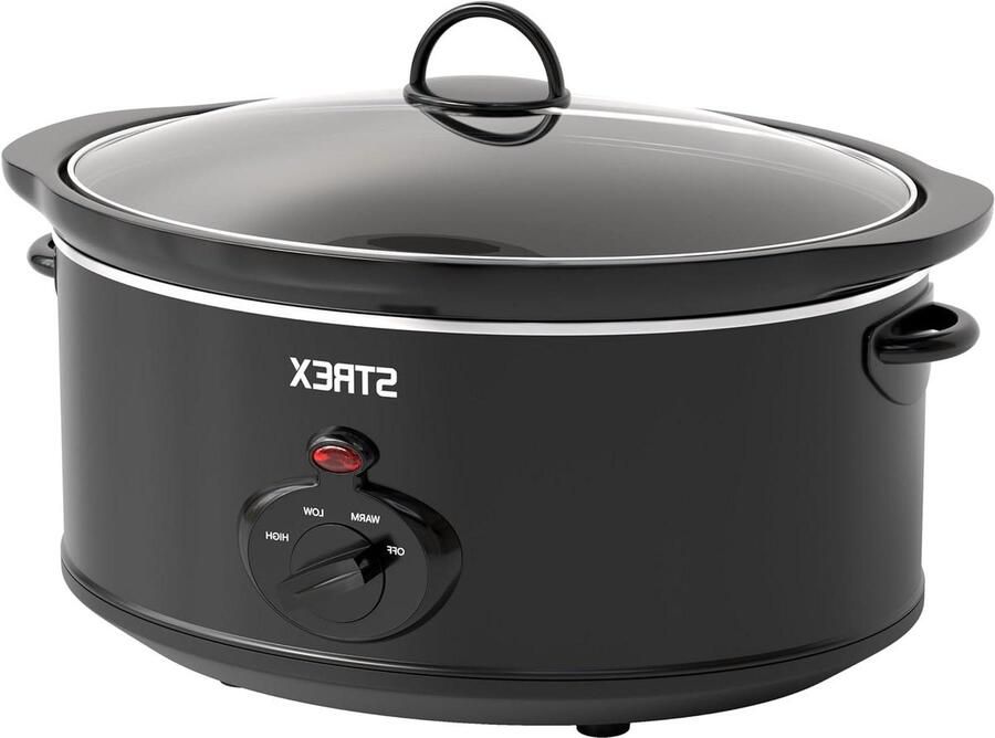 Slowcooker Keramisch Sudderpan Stoofpan Langzaam Garen Uitneembare Binnenpan 65 Liter Zwart
