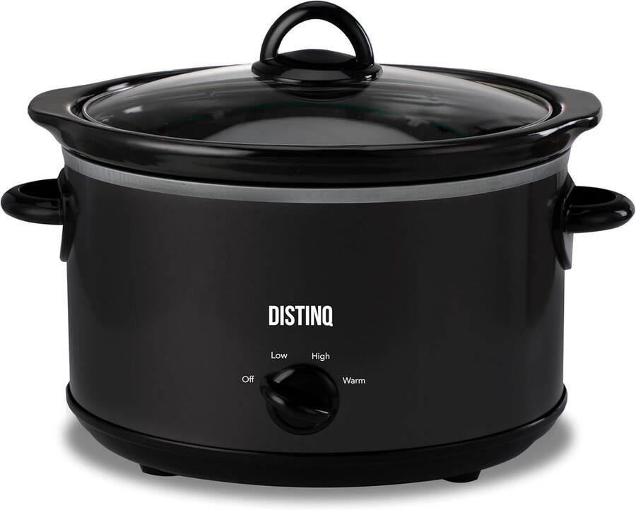 Slowcooker Keramische pan Langzaam koken Warmhoudfunctie 4 Liter Zwart