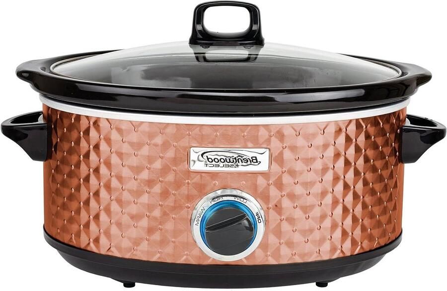 Slowcooker Kookpot Stoofpot Langzaam Koken Draaibaar 7 Kwarts Koper Zwart