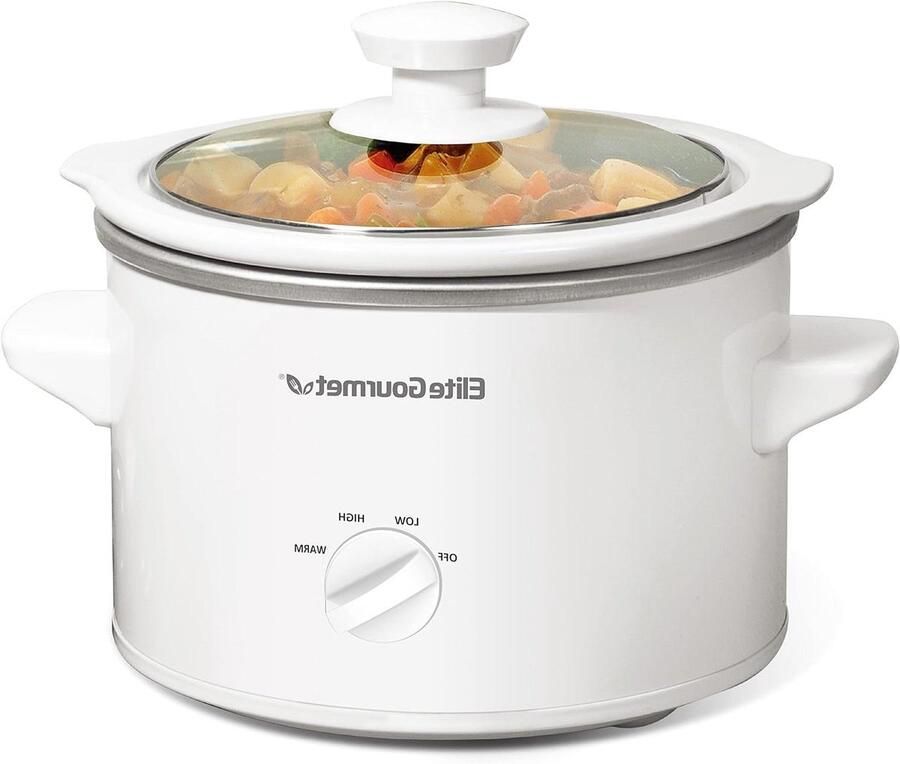 Slowcooker Kookpot Stoofpot Maaltijden Bereiden Glazen Deksel 1.7 Liter Wit