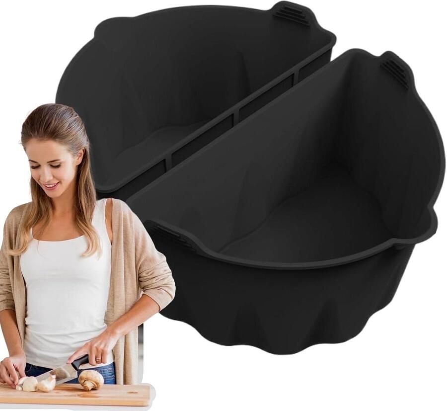 Slowcooker Liner Dubbel Dubbele Voering Separator Twee Maaltijden Garen Geen Smaak Vermenging 5.5L 7.5L Zwart