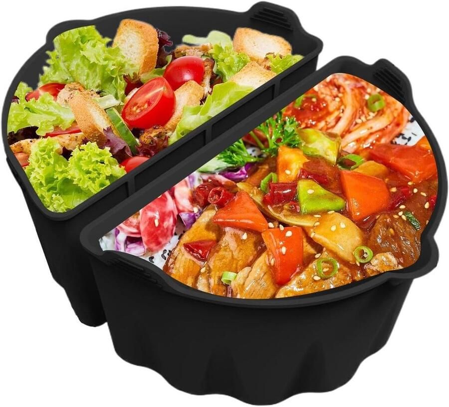 Slowcooker Liner Dubbele Zone Liner Gezamenlijk Koken Voorkomt Smaak Vermenging 6-8QT Zwart