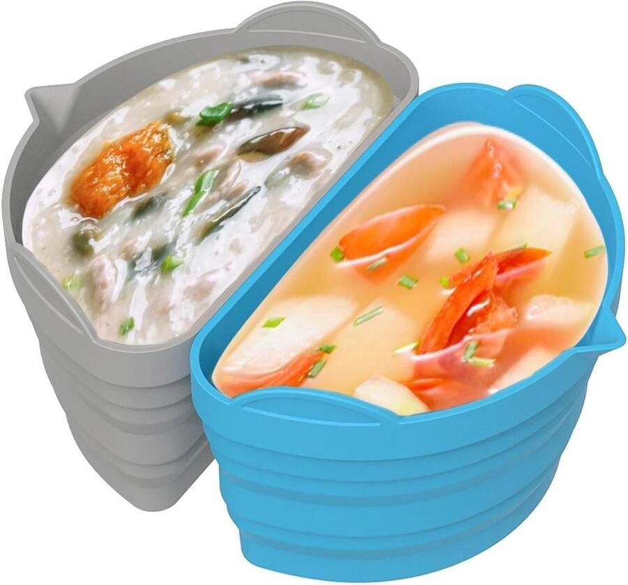 Slowcooker Liner Kook Divider Maaltijden Bereiden Herbruikbaar Siliconen 6 Liter Pan Blauw Grijs