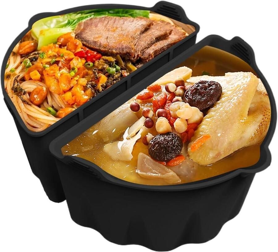 Slow Cooker Liners Kookpot Verdelers Maaltijden Bereiden Voedselveilig Siliconen 5.7-7.6 Liter Zwart