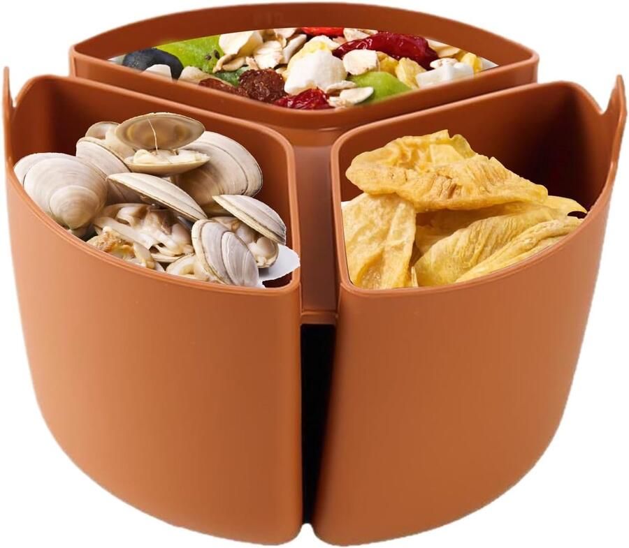 Slowcooker Liner Pot Verdeeler Maaltijd Voorbereiding Drie Compartimenten 1800 ml Capaciteit Bruin