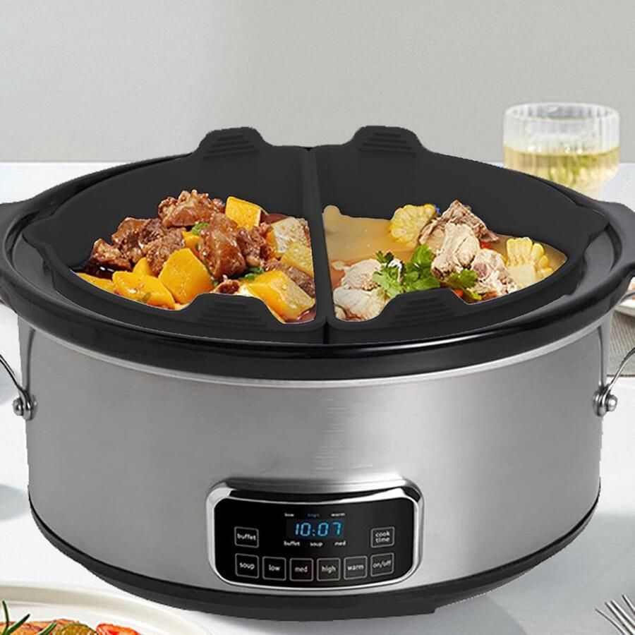 Slowcooker Liner Set Pot Divider Maaltijden Scheiden Vlekbestendig Ontwerp 21.5 x 14 x 11 cm Zwart