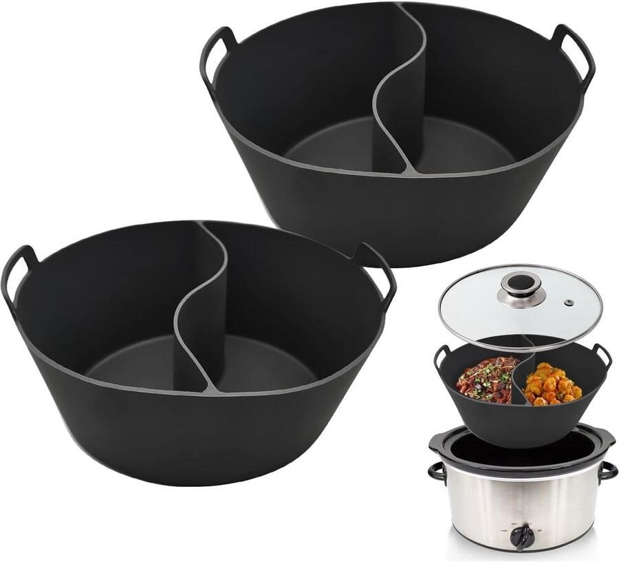 Slowcooker Liners Crock Pot Voering Twee Gerechten Koken Met Middenverdeler 2 stuks Zwart