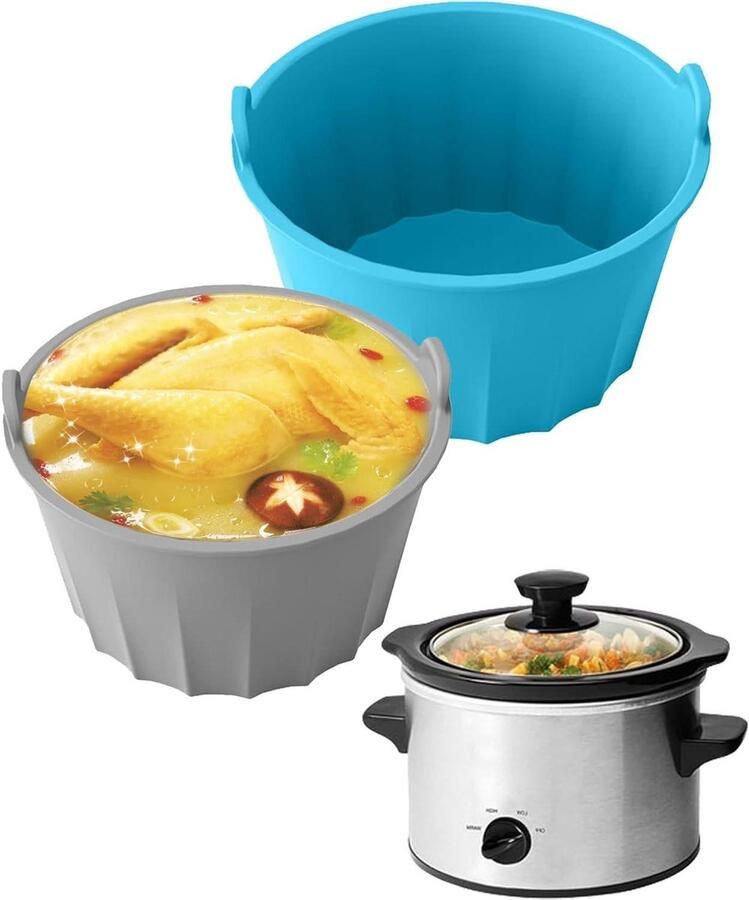 Slowcooker Liners Crockpot Inzetstukken Gemakkelijk Koken Herbruikbaar Siliconen 5-6 Liter Zwart