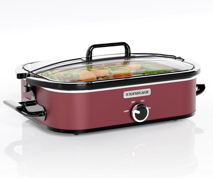 Slowcooker met braadpan Keukenapparaat Familiediners maken Handmatige warmte-instelling 4 Quarts Rood