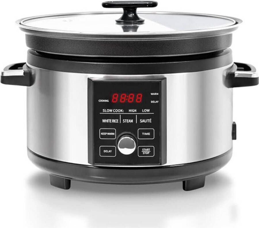 Slowcooker Met Timer – Slowcookers Met Vertragingsfunctie – 4-in-1 Slow Cooker – Multicooker Met Antiaanbaklaag – Rijstkoker 5L Capaciteit 35 56 x 35 56 x 48 26 cm