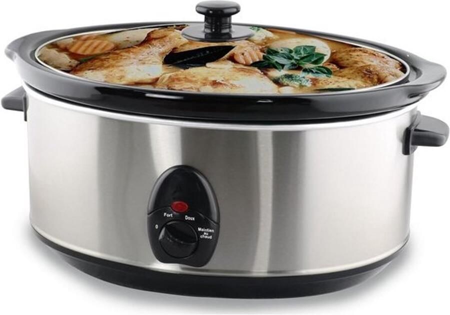 Slowcooker RVS Grote capaciteit 6.5L voor stoofpotten en maaltijden
