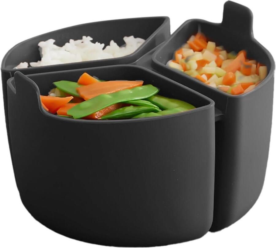 Slowcooker Scheidingswand Siliconen Voering Maaltijden Bereiden 3-voudige Voering 18 x 12 cm Zwart