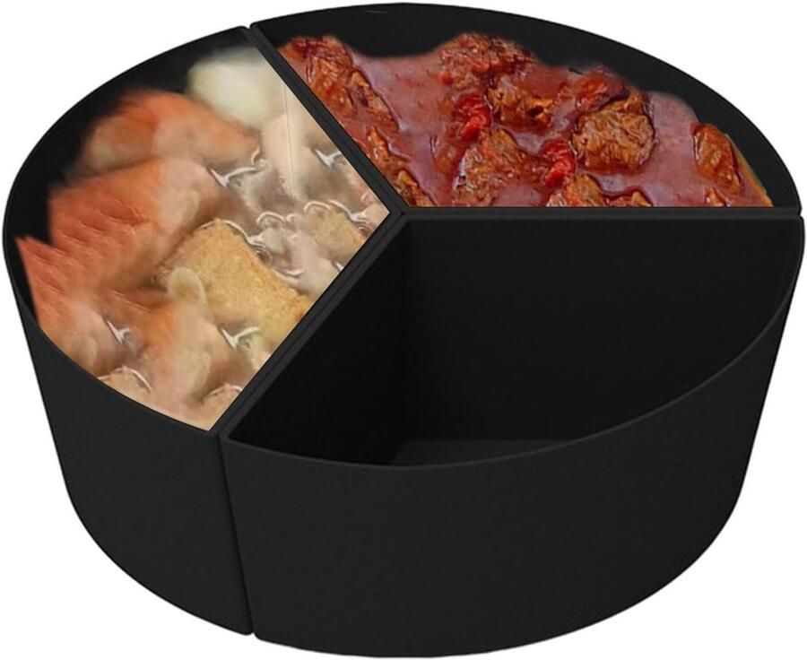 Slowcooker Siliconen Voering Kookvoering Herbruikbaar Maaltijden Bereiden 3 Compartimenten 13.3B x 9.4H cm Zwart