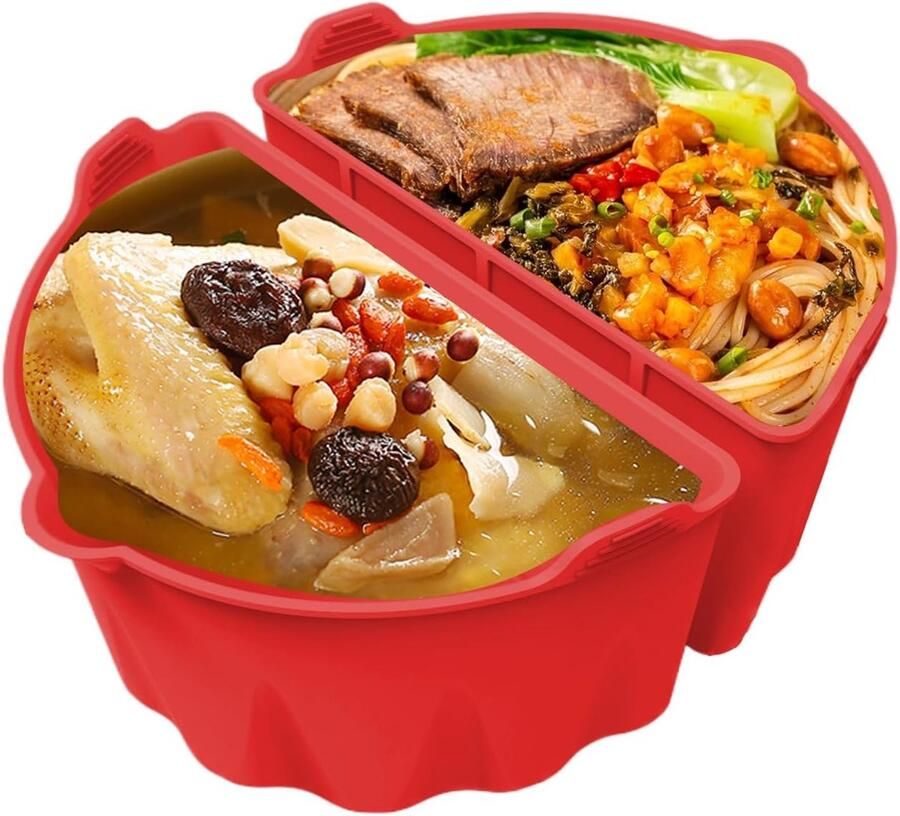 Slowcooker Siliconen Voering Maaltijd Scheider Koken Zonder Smaken Vaatwasmachinebestendig 21.7 x 14 cm Rood