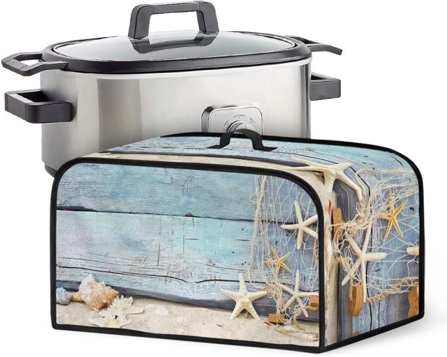 Slowcooker Stofkap Apparaat Cover Keuken Decoratie Waterdicht Polyester 43 x 27 x 25 cm Blauwe Houtnerf